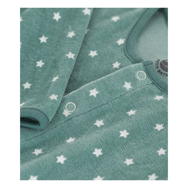 Pyjama aus Velours Sterne | Mintgrün