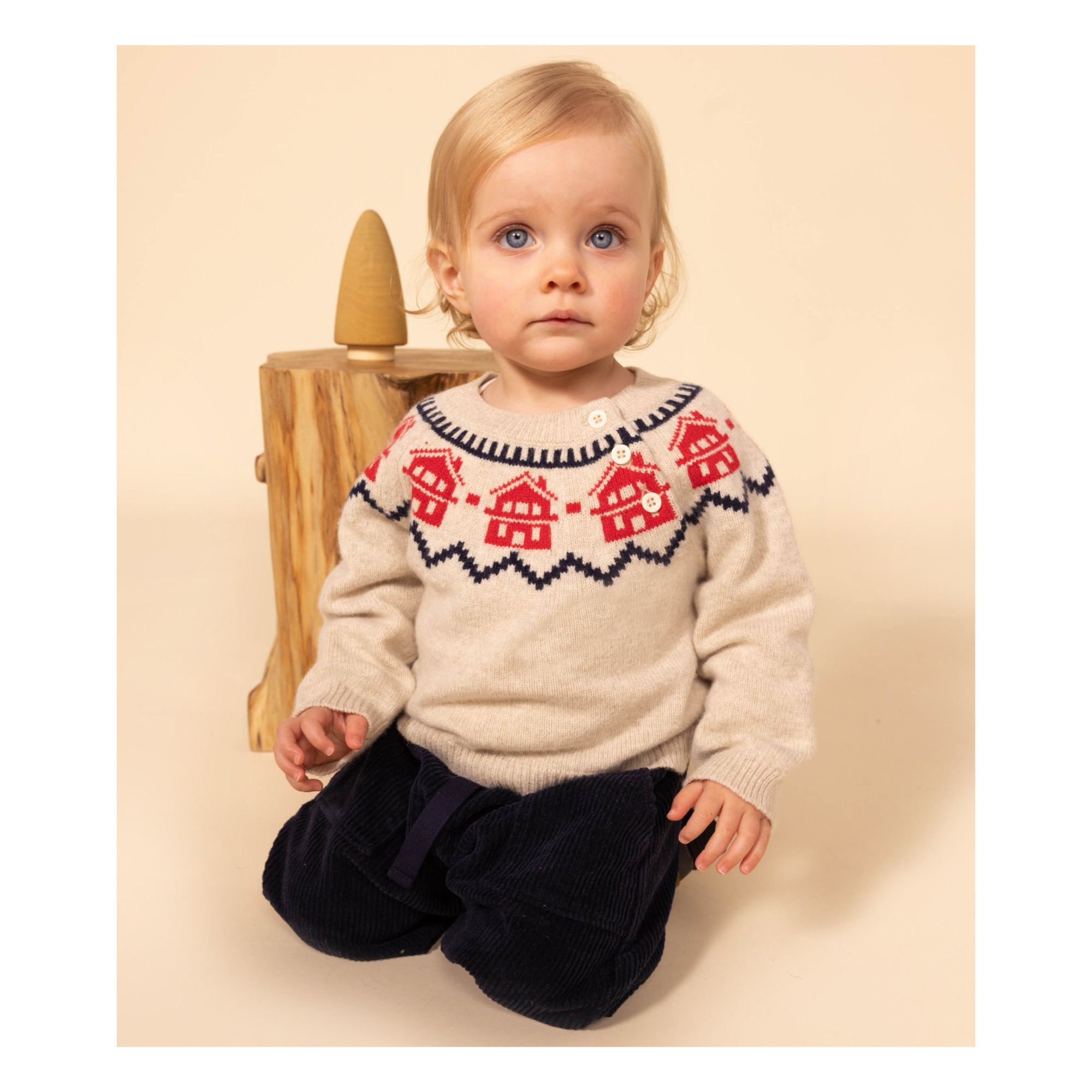 Pull jacquard en laine et coton enfant fille / garçon