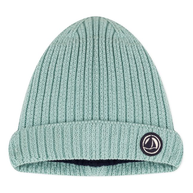 Mütze aus Strick und Fleece | Blau