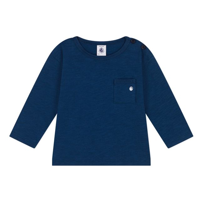 Camiseta de punto con abertura en el hombro | Azul Marino