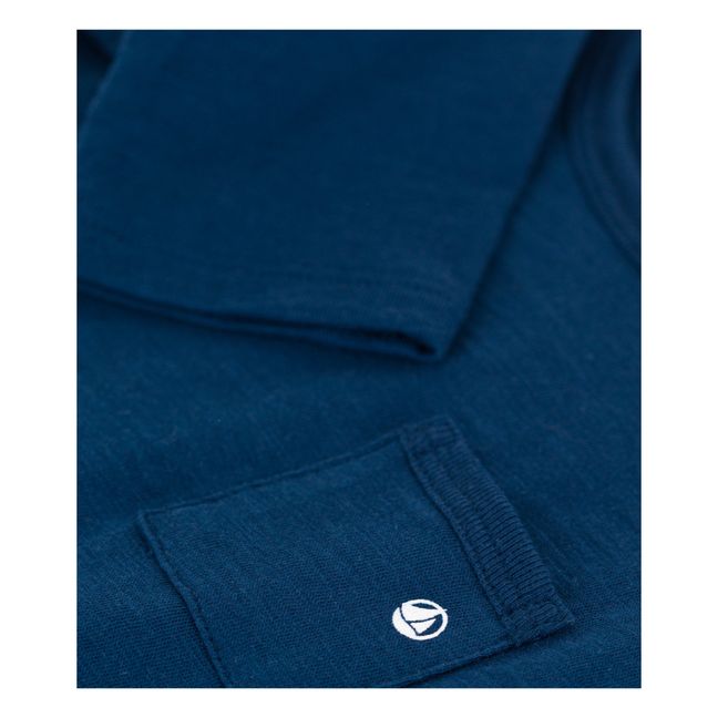 Camiseta de punto con abertura en el hombro | Azul Marino