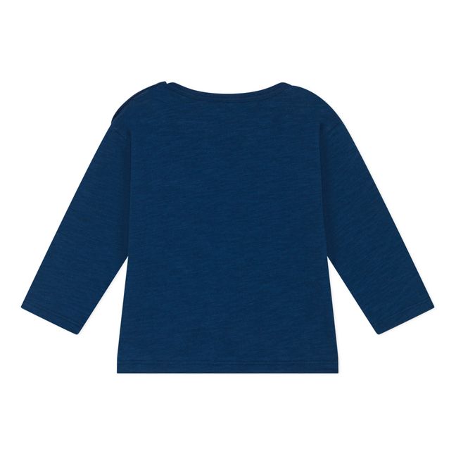 Camiseta de punto con abertura en el hombro | Azul Marino