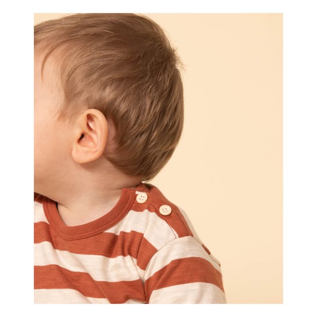Two-colour Striped Jersey T-Shirt | Rust