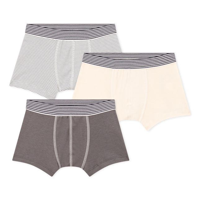 Set of 3 Ribbed Boxers | Beige
