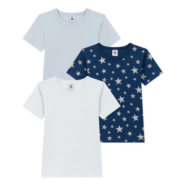 Lot 3 T-Shirts Etoiles Phosphorescentes | Azul