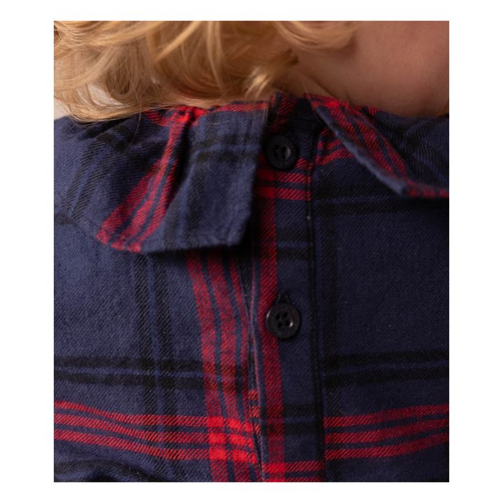 Flannel Check Blouse | Navy blue- Product image n°3