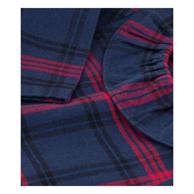 Flannel Check Blouse | Navy blue