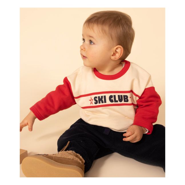 Sweatshirt aus Fleece mit Aufdruck Ski Club | Rot