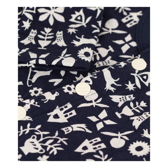 Cardigan Matelassé Imprimé | Bleu marine