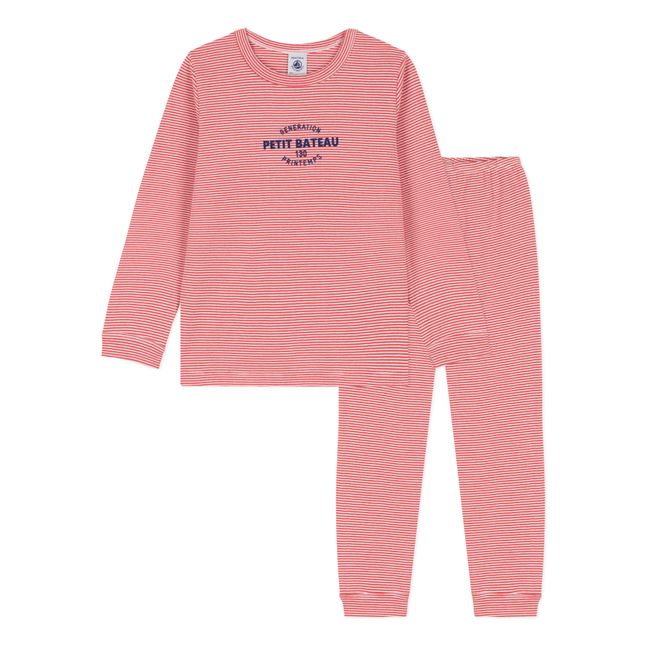 Pyjama T-Shirt + Pantalon Rayé | Rouge