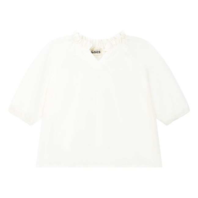 Girl's 3/4 Sleeve Organic Poplin Dress | Blanco Roto