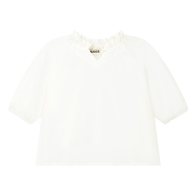 Blouse Fille en Popeline Organique Manches 3/4 | Blanc cassé