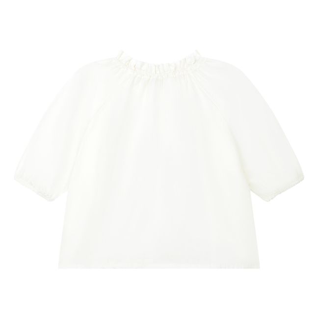 Blouse Fille en Popeline Organique Manches 3/4 | Blanc cassé