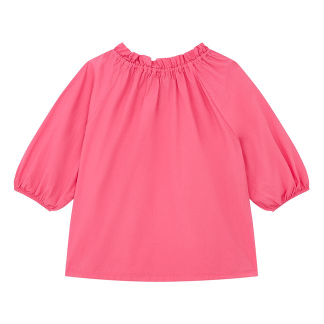 Blouse Fille en Popeline Organique Manches 3/4 | Rose fuschia