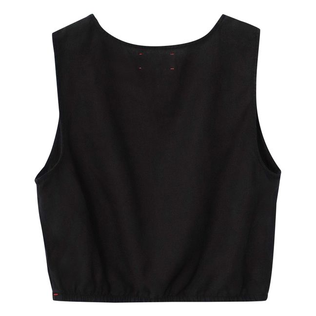 Top Tallie Leinen | Schwarz