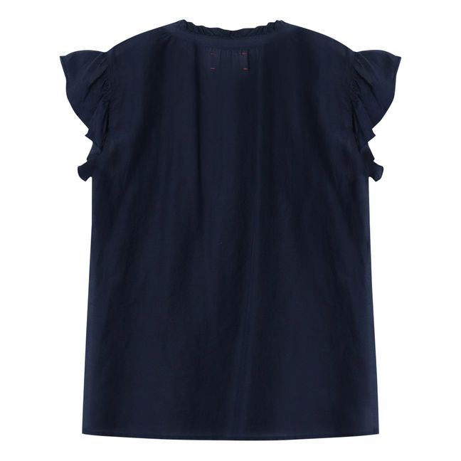 Blusa Whitley de seda y algodón | Azul Marino