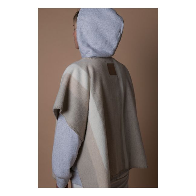 Poncho Lang Mothearl Recycelte Wolle | Beige