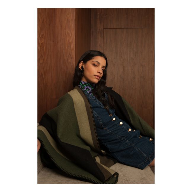 Navajo Recycled Wool Cape | Verde militare