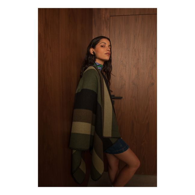 Navajo Recycled Wool Cape | Verde militare