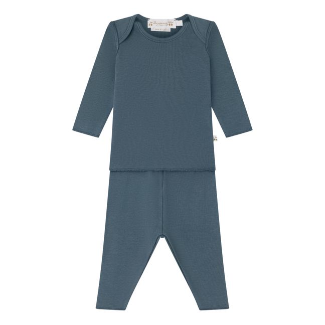 T-Shirt + Legging Coton Bio Timi | Pfauenblau