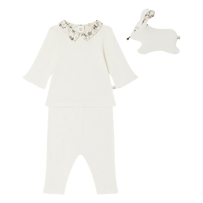 T-Shirt + Organic Cotton Legging + Denice plush set | Ecru