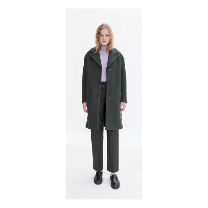 Cappotto in lana vergine Ninon | Verde scuro- Immagine del prodotto n°1
