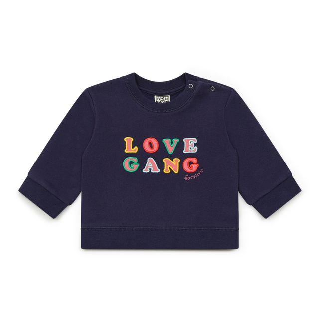Sweat Coton Bio Love Gang | Navy blue