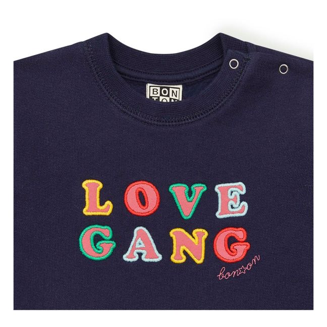 Felpa in Cotone Organico Love Gang | Blu marino