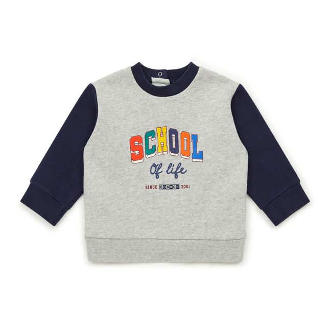 Sweat Coton Bio Bicolore School | Heather grey