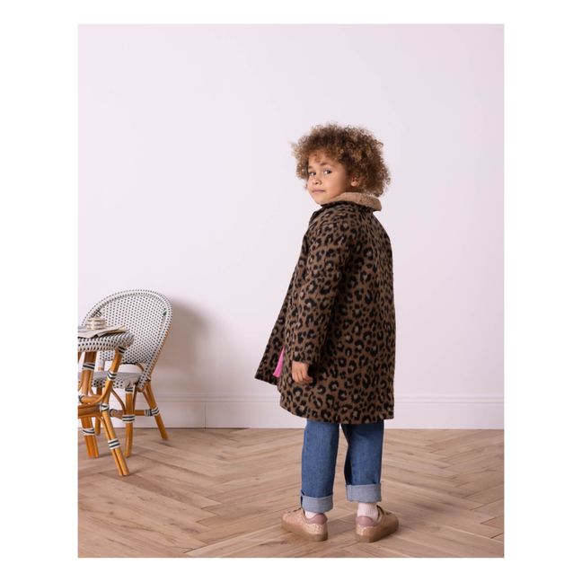Manteau Façon Fourrure Léopard Hilda | Marron
