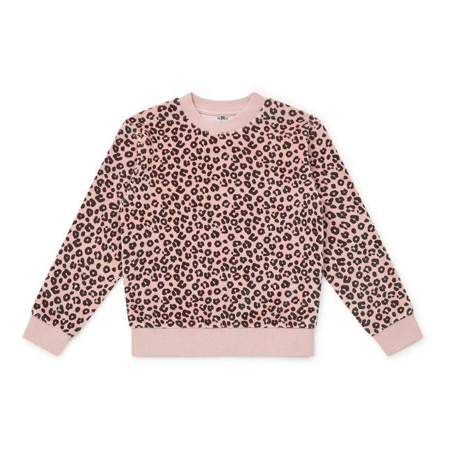 Leoparden-Sweatshirt aus Velours | Blassrosa