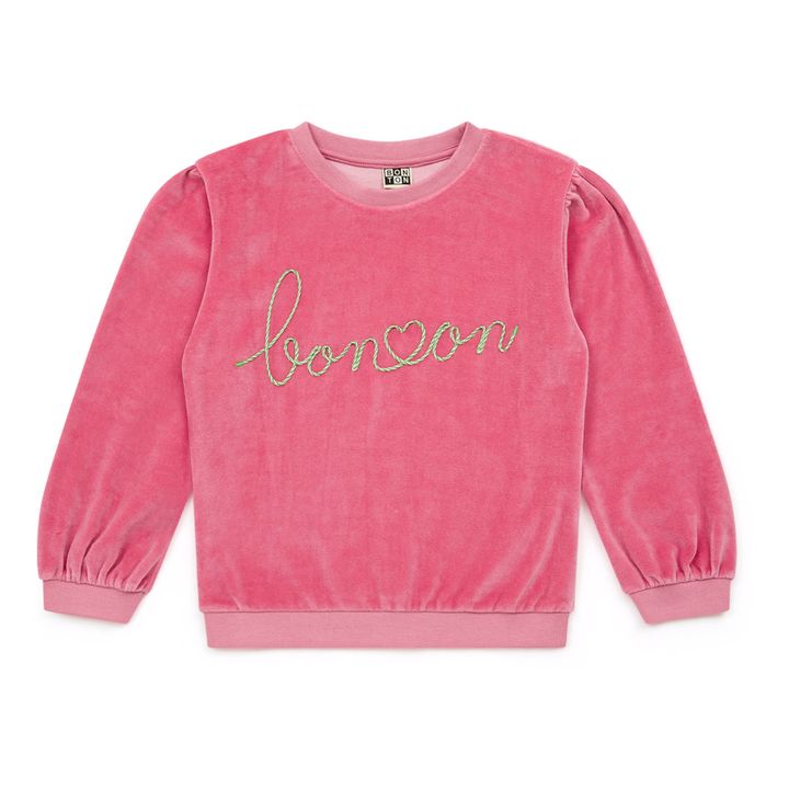 Velvet sweatshirt | Pink- Product image n°0