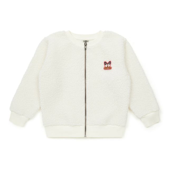 Felpa con zip in stile pelliccia Teddy | Ecru