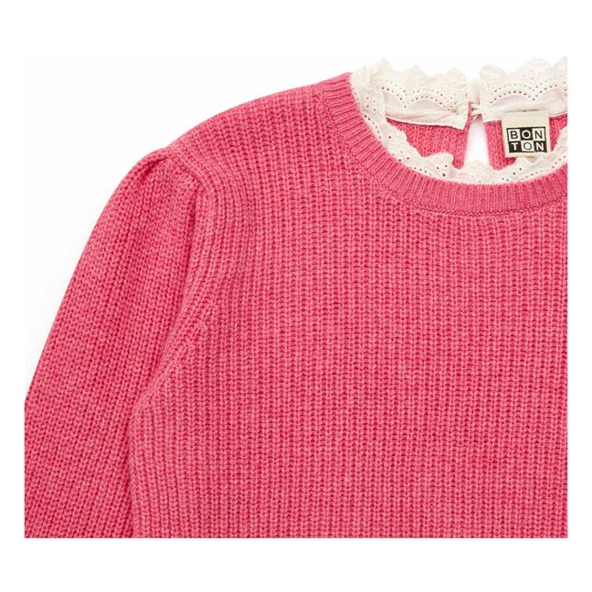 Pullover Kragen Spitze Lace | Rosa