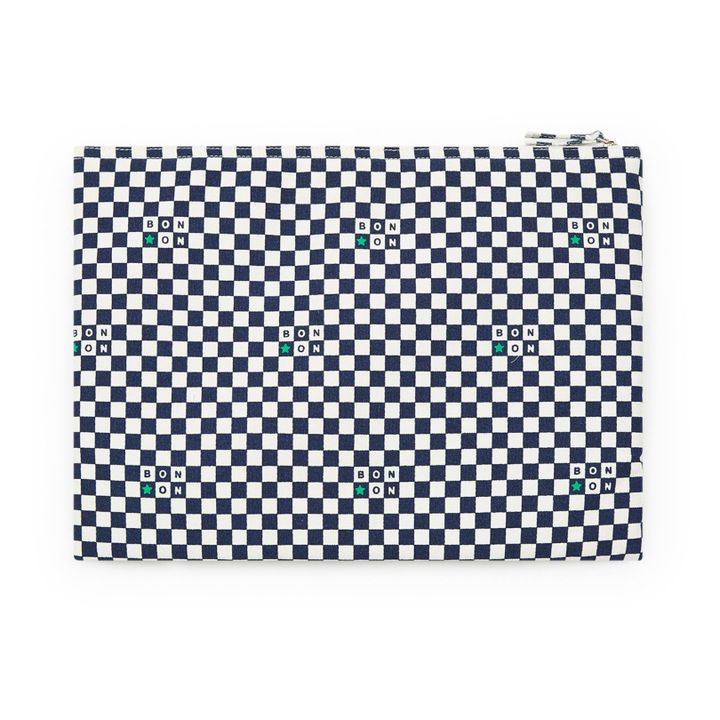 Pochette Ordinateur Damier | Bleu marine- Image produit n°1