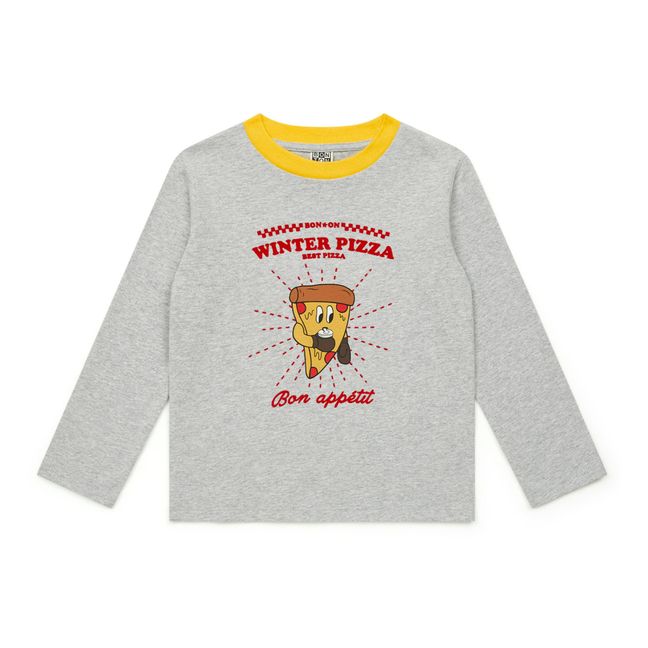 T-Shirt Coton Bio Pizza | Gris chiné