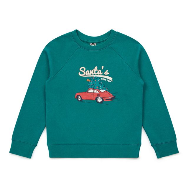 Sweatshirt aus Bio-Baumwolle Santa - Weihnachtskollektion  | Grün