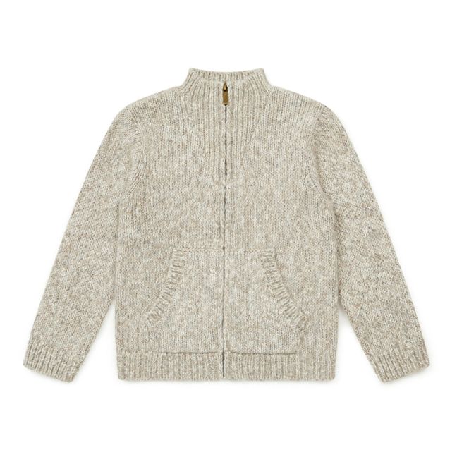 Strickjacke mit Reißverschluss Hans | Beige meliert