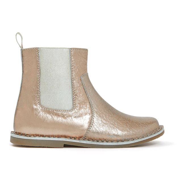Lazare Iridescent Leather Boots | Pink