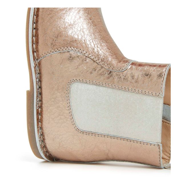 Lazare Iridescent Leather Boots | Pink