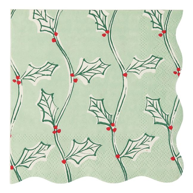 Petites serviettes Noël motifs Block Print - set de 16