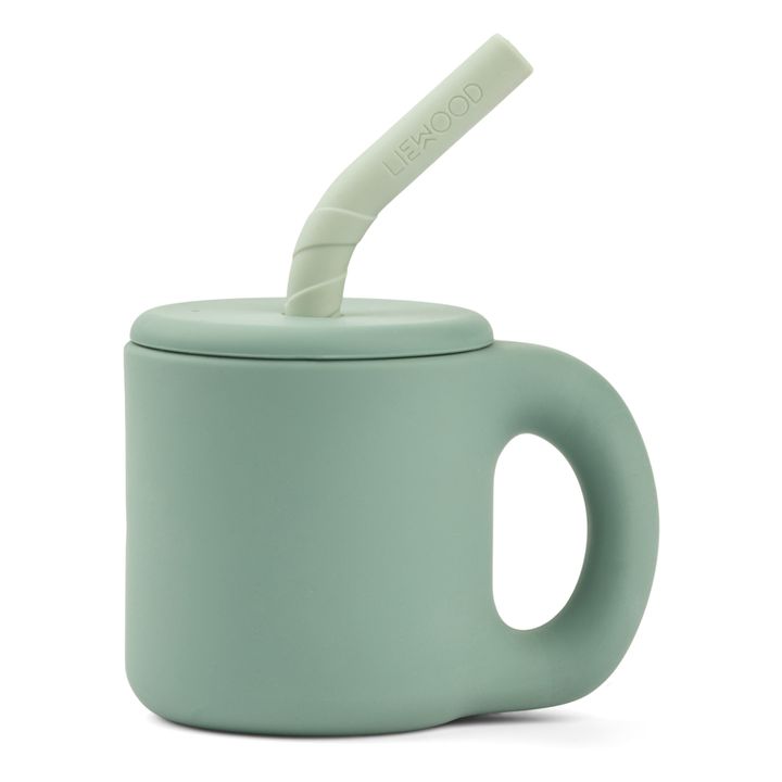 IN STOCK, Green Pink Ribbed Ceramic Travel Mug With Silicone Lid