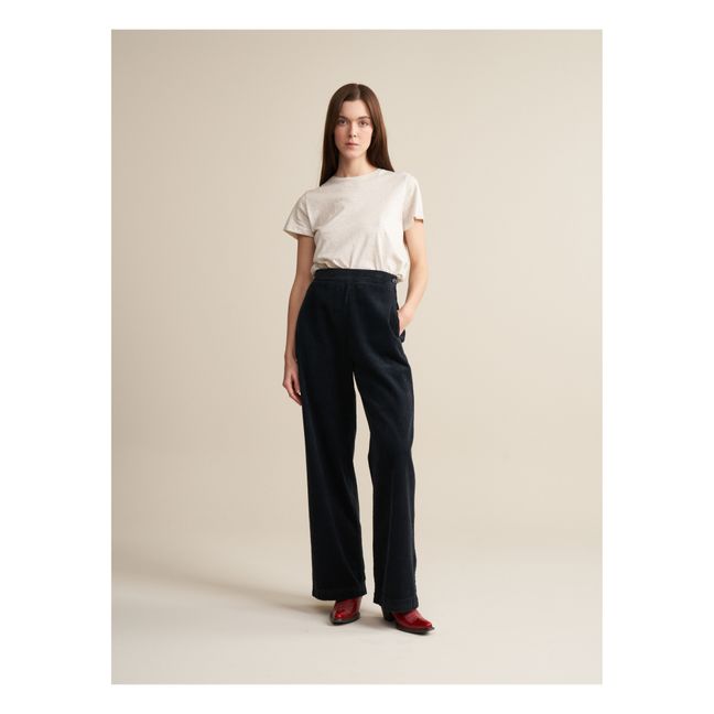Pantalon Davis Velours Côtelé - Collection Femme | Bleu nuit
