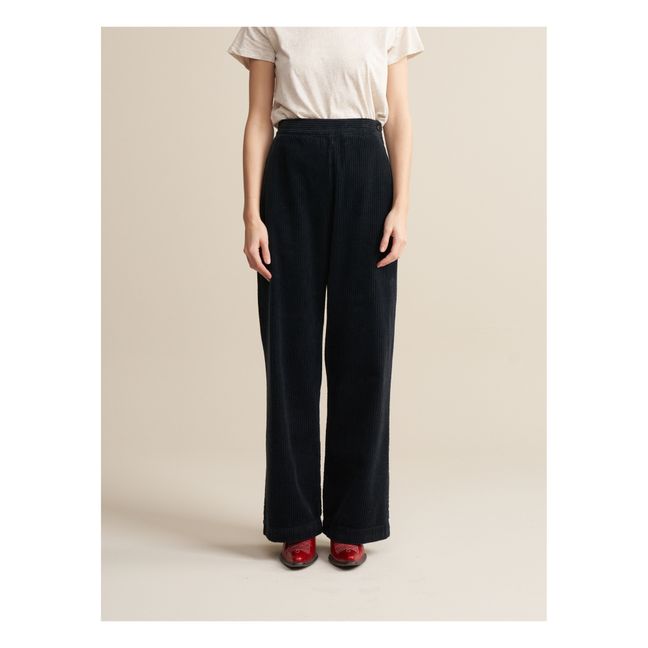 Pantalon Davis Velours Côtelé - Collection Femme | Bleu nuit