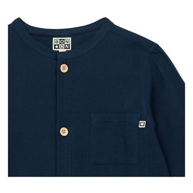 Camisa de gasa de algodón Internet | Azul Marino