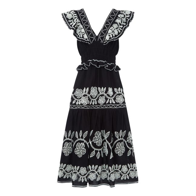 Beck Flutter Embroidered Dress | Nero