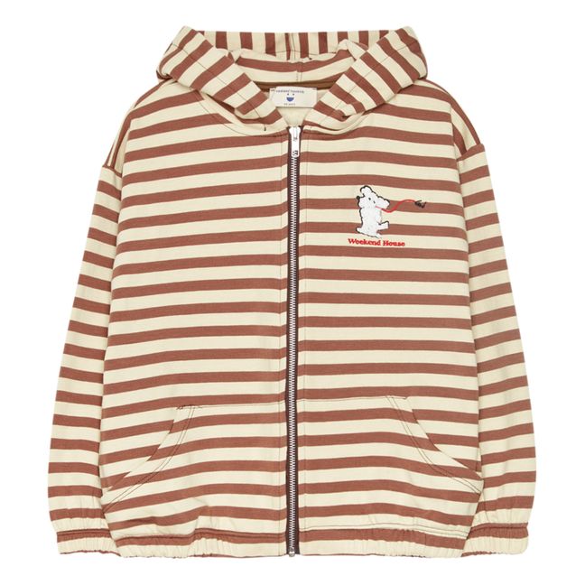 Hoodie Coton Bio Rayé Dog | Ecru