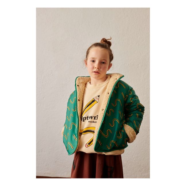 Veste Réversible Façon Fourrure Crayon | Grün