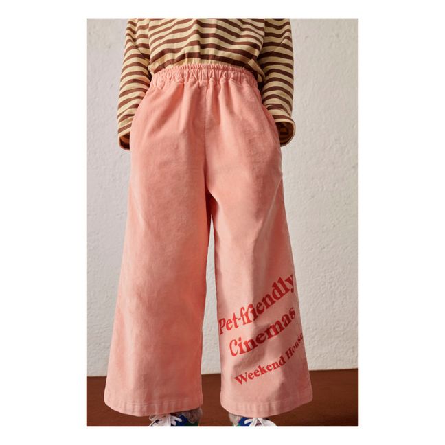 Pantalon Velours Bio Pet Friendly | Rose pêche
