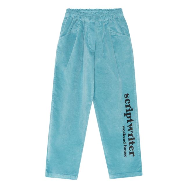 Pantalon Velours Bio Scripwriter | Bleu turquoise